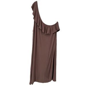 American Eagle Dress Ribbed One Shoulder Ruffle Mauve Size XXL Stretch Casual
